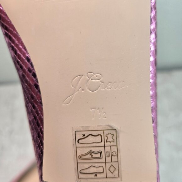 J. Crew Ballet Flats Size 7.5 Metallic Pink Leather Dressy Bow Ballerina Shoes - Picture 9 of 11